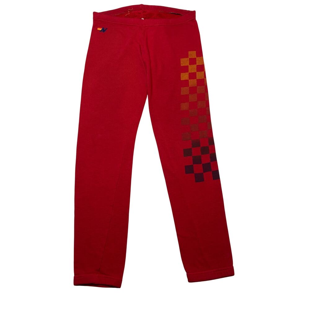 Aviator Nation Check Leg Sweatpants Joggers Women's 32 Retro Loungewear READ